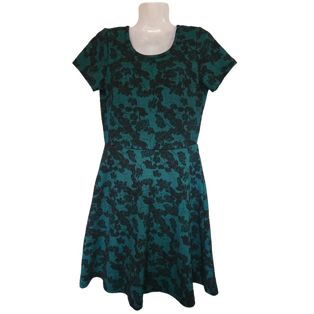 SUZY SHEIR Green and Black Floral Fit & Flare Dress